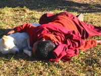 One of my favorite photos - a monk napping with the dog